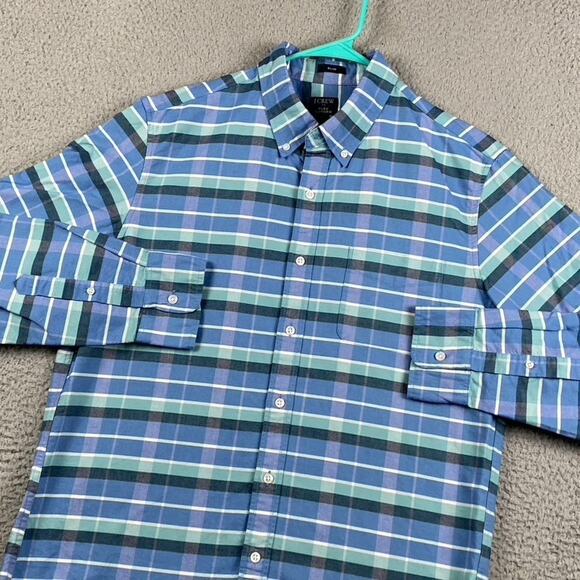 J Crew Flex Oxford Button Down Shirt Men's Large Plaid Causal Preppy Formal - Picture 2 of 13